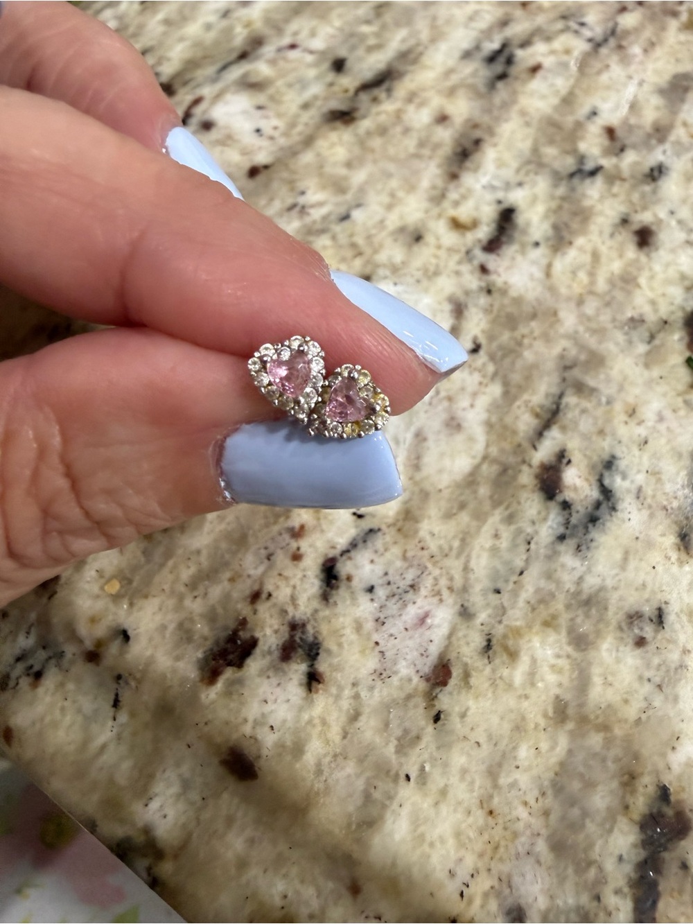Pink Cubic Zirconia Sterling Silver 5.4 mm Heart Studs Earrings